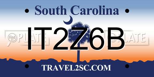 IT2Z6B South Carolina License Plate