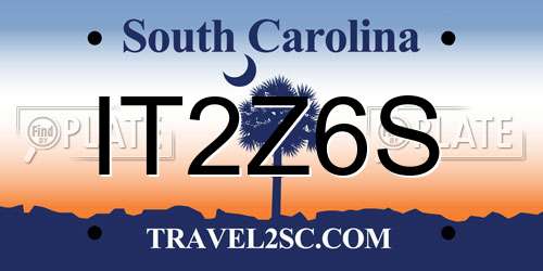 IT2Z6S South Carolina License Plate