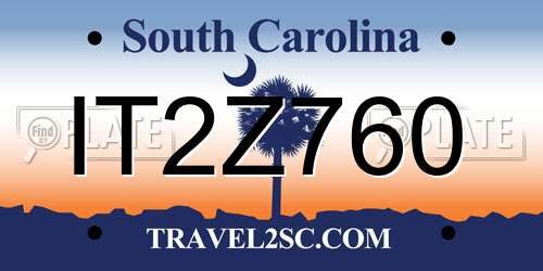 IT2Z760 South Carolina License Plate