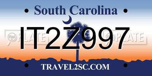 IT2Z997 South Carolina License Plate