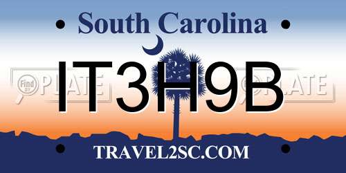 IT3H9B South Carolina License Plate