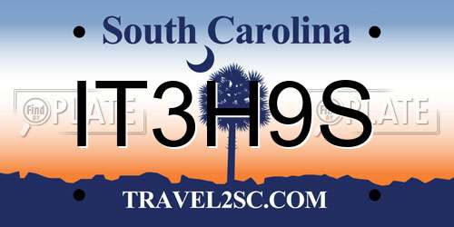 IT3H9S South Carolina License Plate