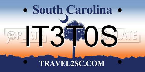 IT3T0S South Carolina License Plate