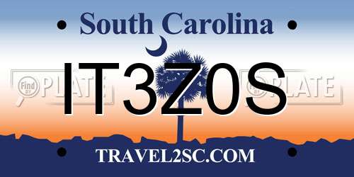 IT3Z0S South Carolina License Plate