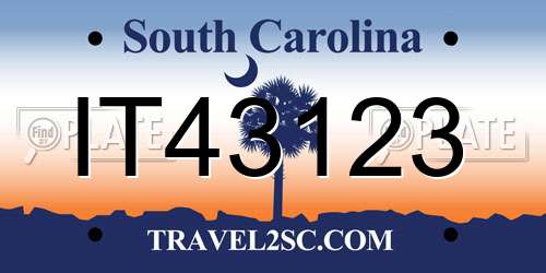 IT43123 South Carolina License Plate