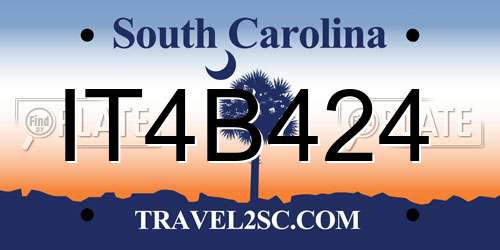 IT4B424 South Carolina License Plate