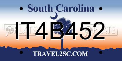 IT4B452 South Carolina License Plate