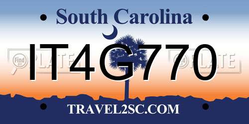 IT4G770 South Carolina License Plate