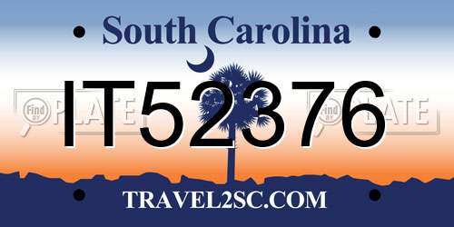 IT52376 South Carolina License Plate