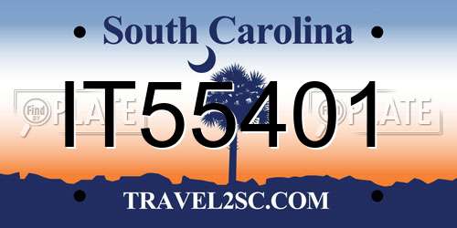 IT55401 South Carolina License Plate