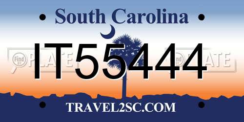 IT55444 South Carolina License Plate