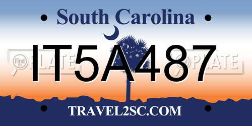 IT5A487 South Carolina License Plate