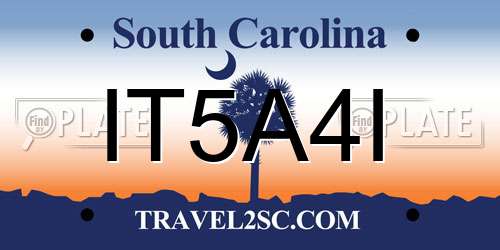 IT5A4I South Carolina License Plate