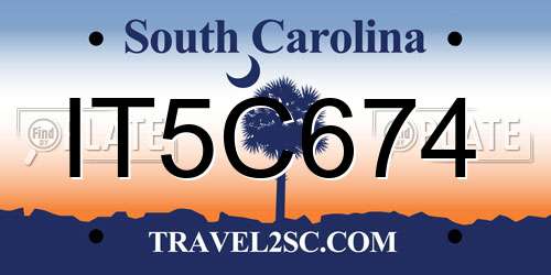 IT5C674 South Carolina License Plate