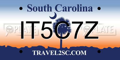 IT5C7Z South Carolina License Plate