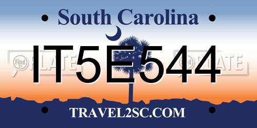 IT5E544 South Carolina License Plate