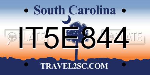 IT5E844 South Carolina License Plate