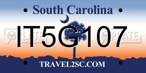 IT5G107 South Carolina License Plate