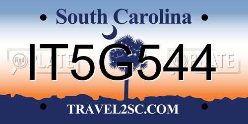IT5G544 South Carolina License Plate