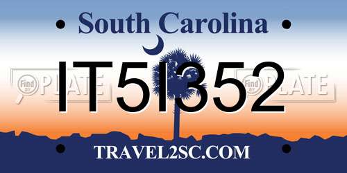 IT5I352 South Carolina License Plate