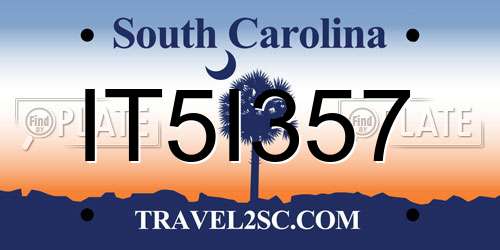 IT5I357 South Carolina License Plate