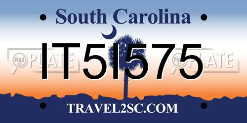 IT5I575 South Carolina License Plate