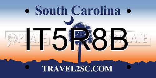 IT5R8B South Carolina License Plate