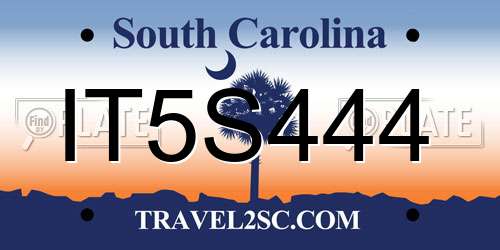 IT5S444 South Carolina License Plate