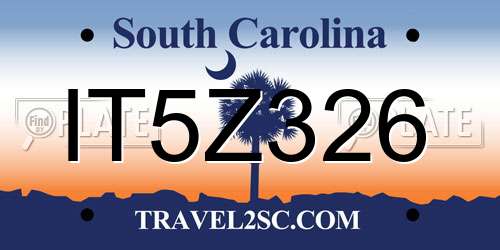 IT5Z326 South Carolina License Plate