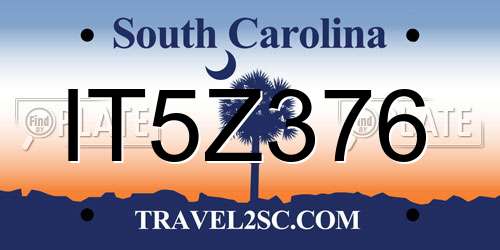 IT5Z376 South Carolina License Plate