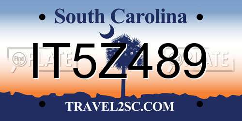 IT5Z489 South Carolina License Plate