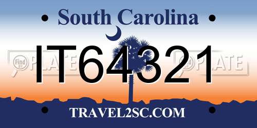 IT64321 South Carolina License Plate