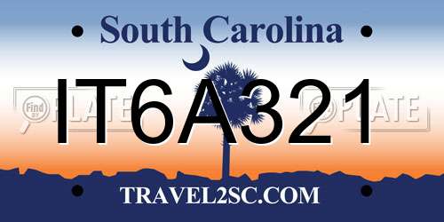 IT6A321 South Carolina License Plate