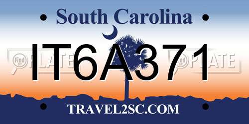 IT6A371 South Carolina License Plate
