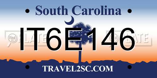 IT6E146 South Carolina License Plate