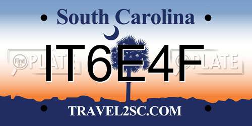 IT6E4F South Carolina License Plate