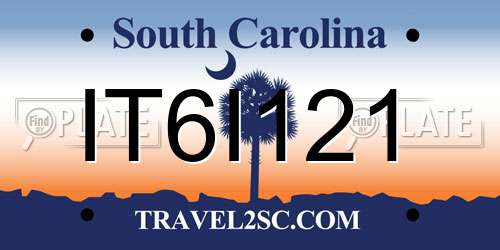 IT6I121 South Carolina License Plate