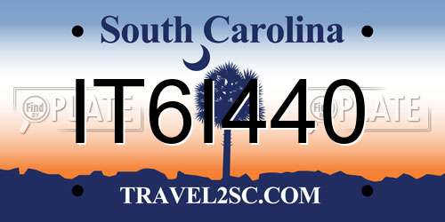 IT6I440 South Carolina License Plate