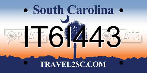 IT6I443 South Carolina License Plate