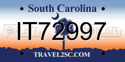 IT72997 South Carolina License Plate