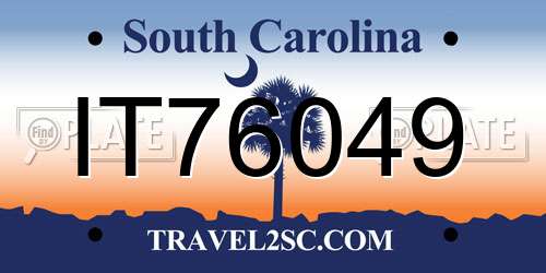 IT76049 South Carolina License Plate