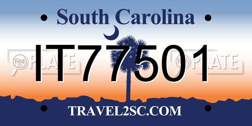 IT77501 South Carolina License Plate