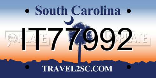 IT77992 South Carolina License Plate
