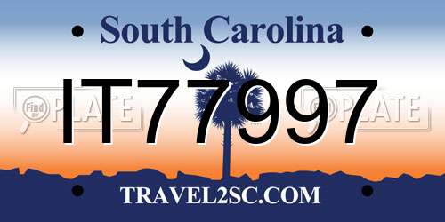 IT77997 South Carolina License Plate