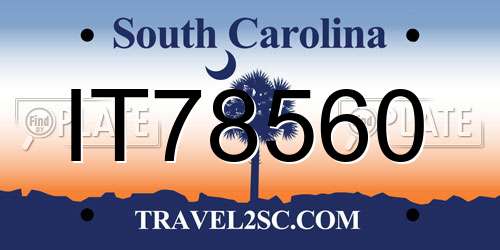IT78560 South Carolina License Plate