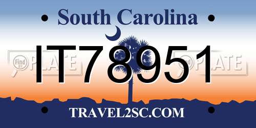 IT78951 South Carolina License Plate