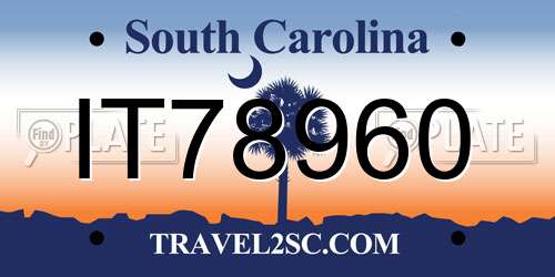 IT78960 South Carolina License Plate