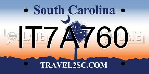 IT7A760 South Carolina License Plate