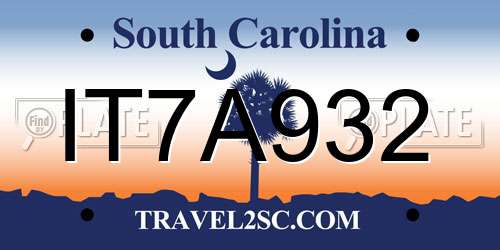 IT7A932 South Carolina License Plate