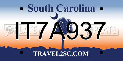 IT7A937 South Carolina License Plate